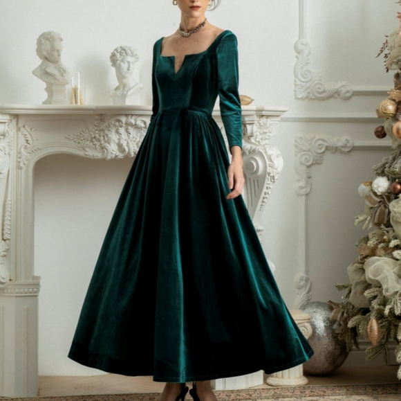 Handmade Sz 20 Brown Velvet Dress - Picture 1 of 9